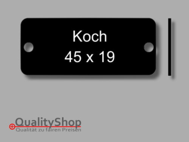 Klingelschild Koch Alu schwarz poliert 45 x 19 x 1.0 mm