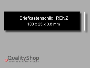 Briefkastenschild RENZ  100 x 25 x 0,8 mm schwarz