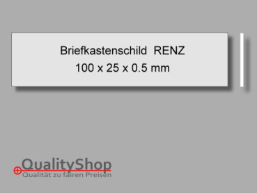 Briefkastenschild RENZ  100 x 25 x 0,8 mm silber