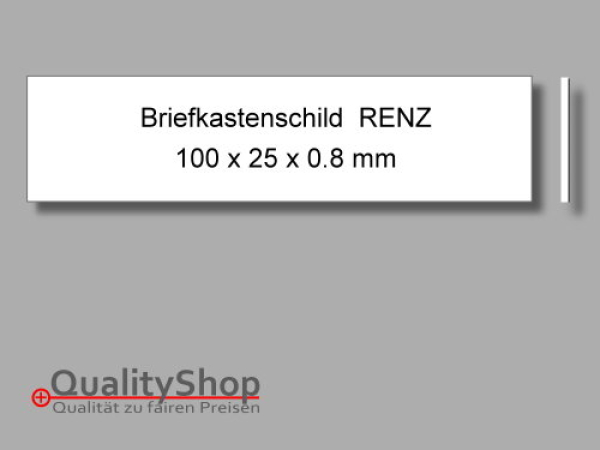 Briefkastenschild RENZ  100 x 25 x 0,8 mm weiss